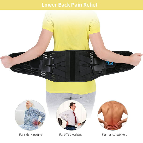  TANGIST - Cinturón lumbar para alivio del dolor de espalda y  prevención de lesiones, doble tirón inferior de la espalda para mujeres y  hombres (tamaño: M) : Salud y Hogar