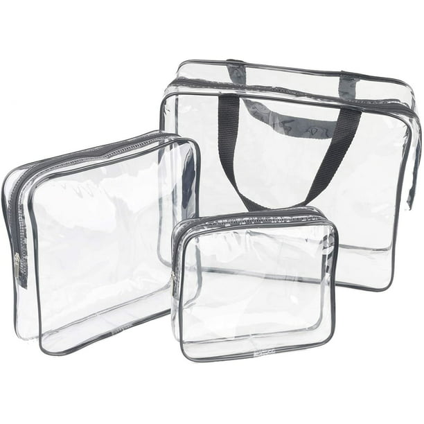  Neceser transparente – Bolsa de maquillaje de PVC – Estuche de  viaje grande transparente para cosméticos – Paquete de 3 etiquetas de  plástico para equipaje – Etiquetas de bolsa para mochilas –