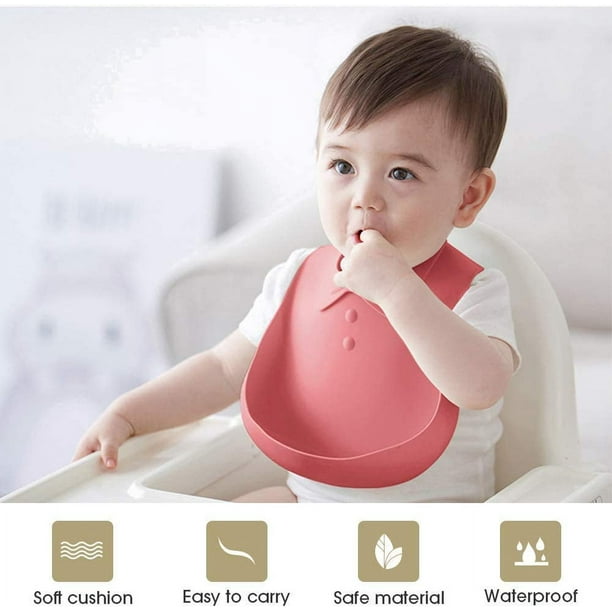 Zanahoria - Baberos de bolsillo 100% silicona para bebé, impermeables,  lavables sin BPA, apto para microondas y lavavajillas, juego de 2