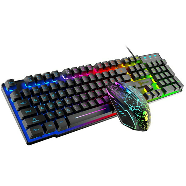 Juego universal de teclado/ratón/alfombrilla de ratón para juegos Popular  retroiluminación LED RGB con cable 2400 DPI Kit 3 en 1 para electrónica  Hugtrwg Para estrenar