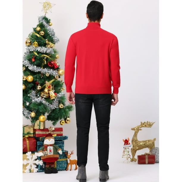  Suéter de cuello alto de 3 colores para hombre, suéter de punto  grueso, suéteres de invierno cálido, Rojo4 : Ropa, Zapatos y Joyería