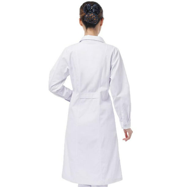 Bata de laboratorio blanca de manga larga para hombres y mujeres, uniformes  de trabajo para médicos y enfermeras-M Sunnimix Abrigo de laboratorio