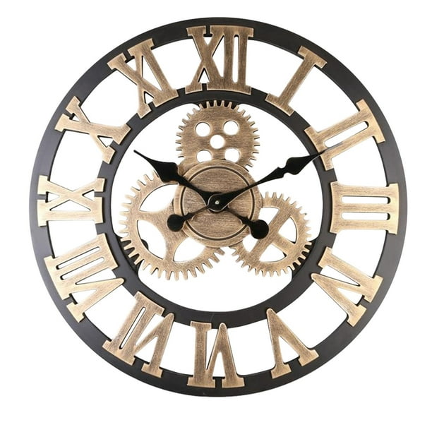 Reloj de pared grande para decoración de sala de estar, reloj de pared  silencioso a pilas, reloj de pared clásico rústico retro decorativo para