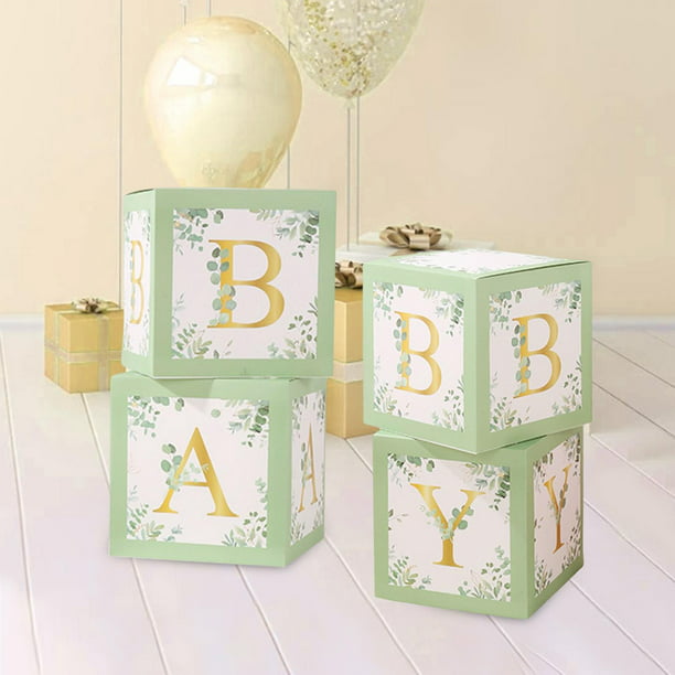 4 cajas para bebé con letras, decoraciones shower, bloques de cajas de  globos reutilizables para fiestas de Navidad, suministros para Marrón claro  BLESIY Cajas de Globos