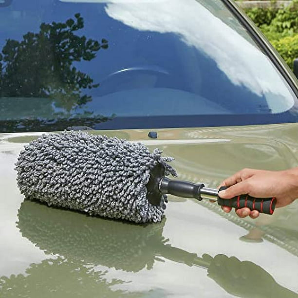 MoKo Plumero de coche, cepillo multiusos para lavado de autos, plumero de  microfibra exterior e interior con mango extensible para limpieza, color