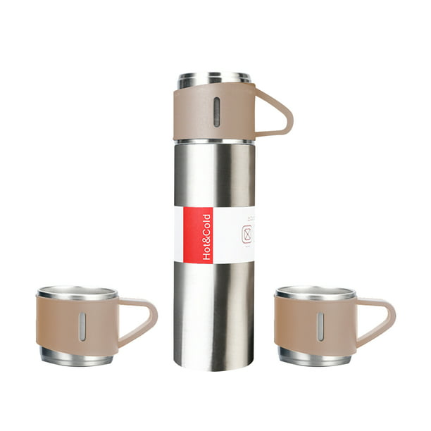 Taza aislada Botella termo aislada de 500L con 2 tazas adicionales Taza de  viaje de café de acero inoxidable Vaso de café a prueba de fugas Taza