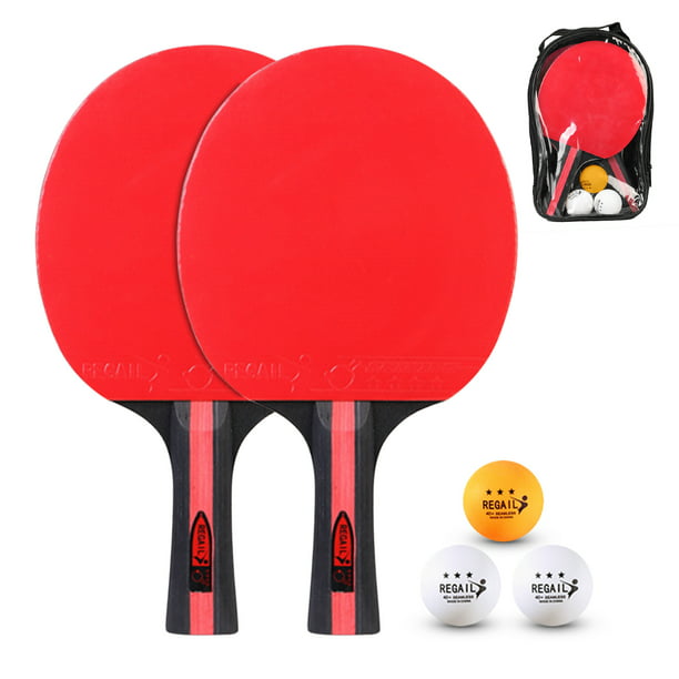 Raqueta de tenis de mesa Juego de palas de ping pong y tenis de mesa,  paquete de 2 raquetas de ping pong con 3 pelotas y bolsa de transporte para