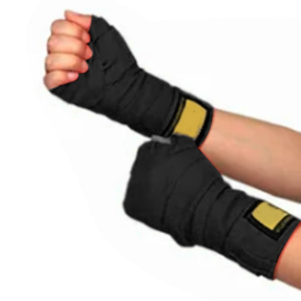 2 uds vendaje de boxeo deportes Kickboxing envolturas de mano boxeo  tailandés vendaje de lucha guantes Protector negro YUNYI BRAND Deportes