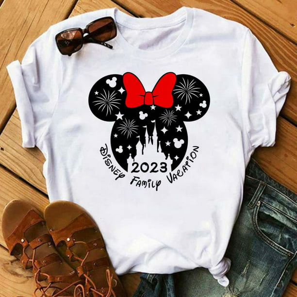 Camiseta de Disney para mujer, camisetas de moda para Familia, camisetas  blancas informales Harajuku de los años 90, camisetas Kawaii de Mickey y  Minnie para niños 2023