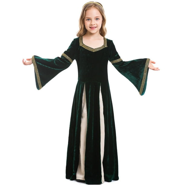 Vestido renacentista para mujer, vestido medieval, disfraces con cordones,  vestidos largos irlandeses, vestido Retro de Cosplay de Halloween para mujer,  talla S JAMW Sencillez