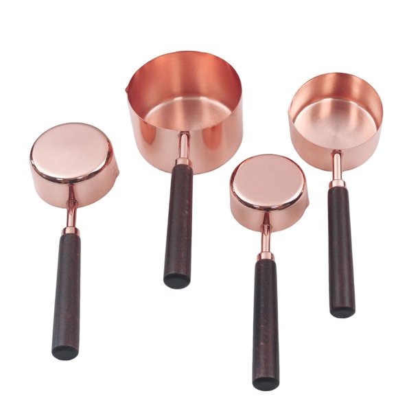 Utensilios de cocina negro y cobre con soporte para utensilios de cobre -  Juego de 17 piezas: tazas y cucharas medidoras, juego de utensilios de