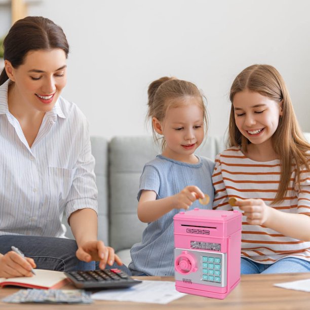 Hucha para niño y niña, hucha electrónica con protección de contraseña,  caja de ahorro para billetes de cajero automático, caja de ahorro rodante