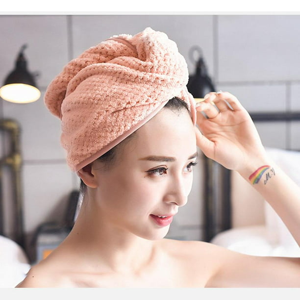 Toalla de turbante para mujer, envoltura de secado de cabello