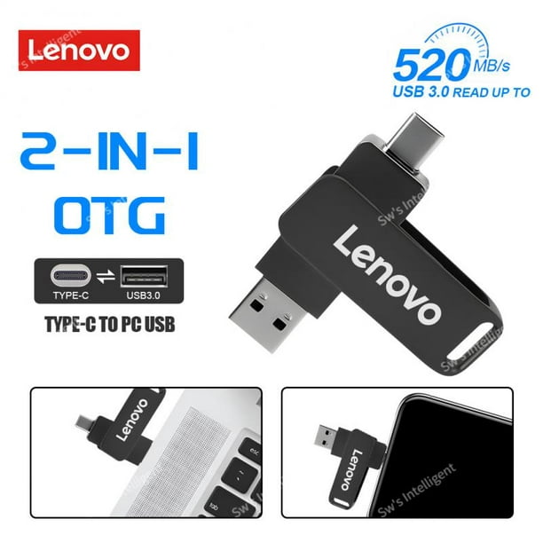 Lenovo-TYPE-C USB 2 en 1 para teléfono móvil, unidad Flash 2T giratoria,  color negro, Pen Drive 1 T, 512G, Pendrive 256/128G U Disk qym unisex