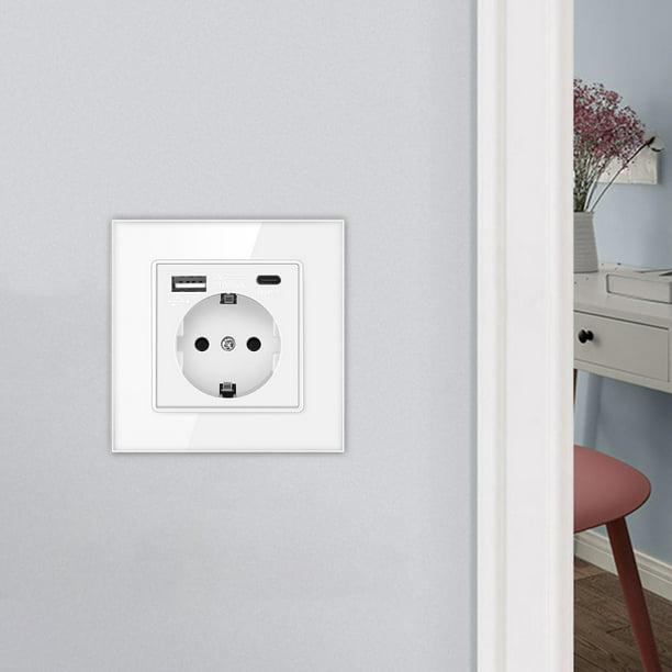Enchufe de pared de la UE 110-250V Panel de enchufe de interruptor de pared  de apariencia simple para gabinetes de instalación de equipos blanco  Baoblaze enchufes de pared