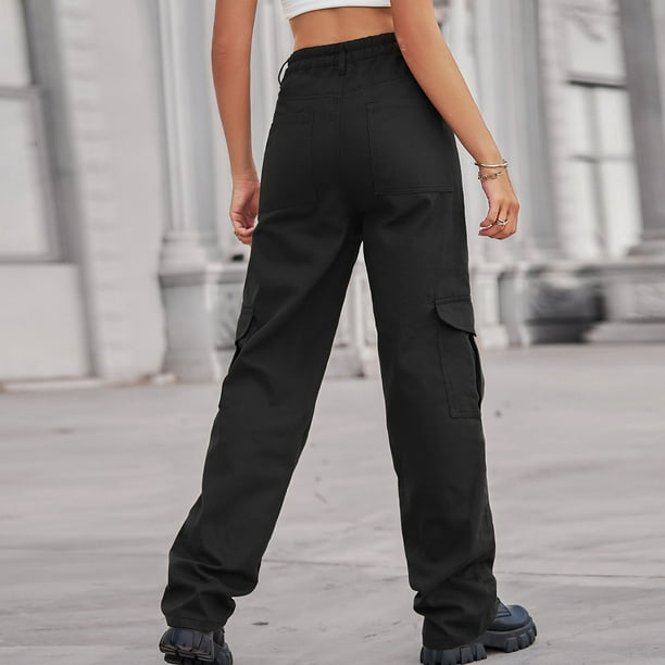 Gibobby pantalones anchos mujer Pantalones nuevos para mujer Nuevos pantalones  cargo de pierna recta (Anaranjado, XL)