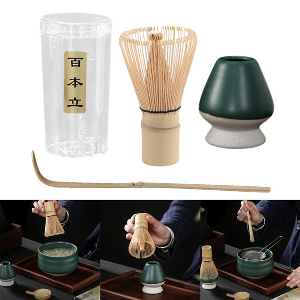 Batidor Bambu Bamboo Para Te Matcha Con Soporte Cerámica