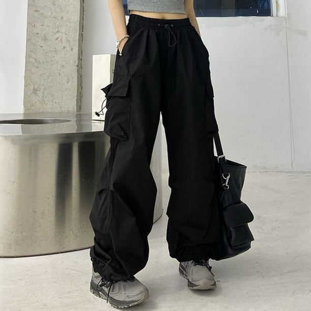 Pantalón Cargo Pantalones cargo de mujer American Y2k Vintage Cargo Pants  Streetwear (Black XXXL) Kuymtek para Mujer Negro T L