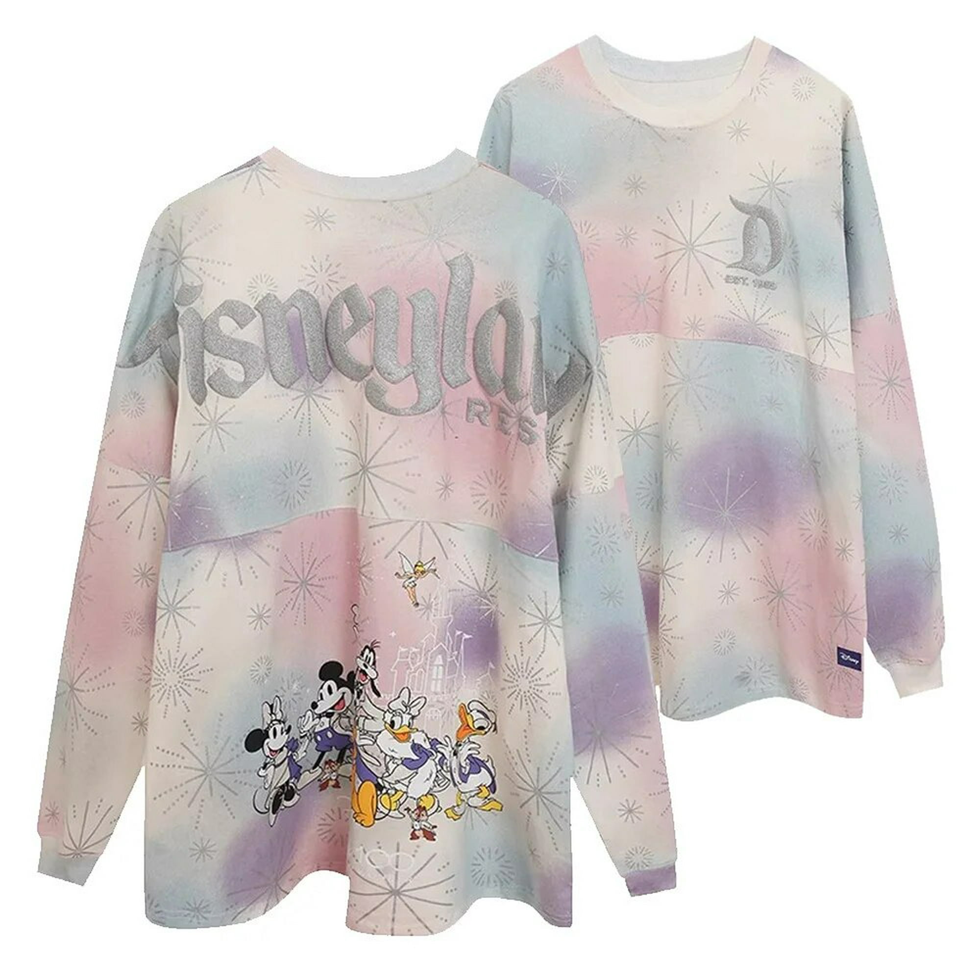Disney-Sudadera con capucha de Mickey Mouse para mujer, suéter informal de  manga larga con cuello redondo y letras sueltas, con diseño del castillo
