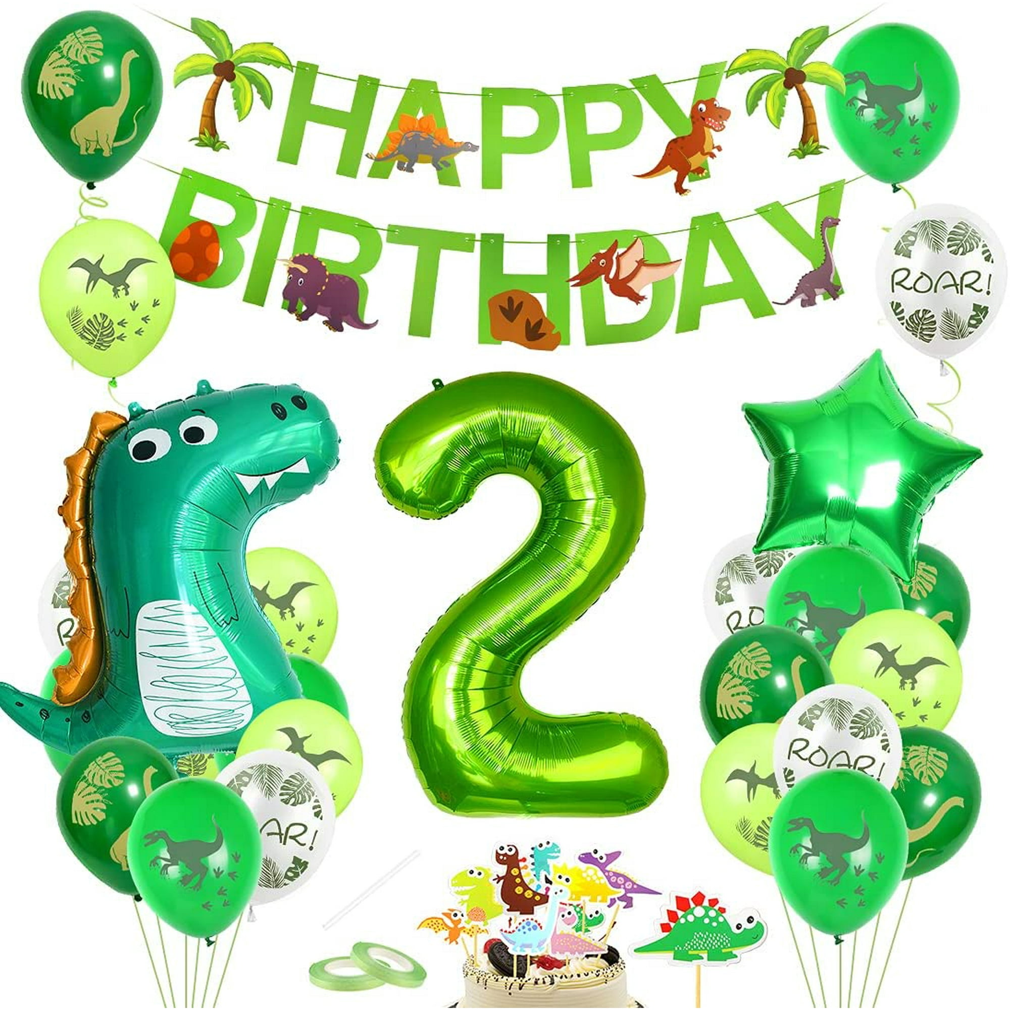 Decoración cumpleaños 2 años niño, decoración cumpleaños dinosaurio 2,  globo decoración 2º cumpleaño JFHHH pequeña