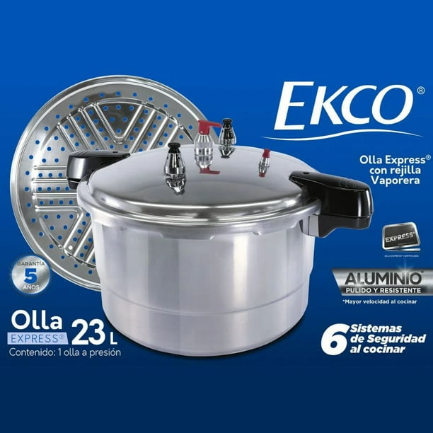 Olla Express® Ekco de 23 litros Hecha de Aluminio Con 6 Sistemas de  Seguridad Ekco 38748