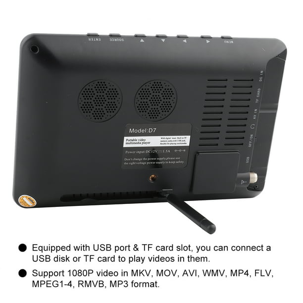 Mini reproductor de TV portátil para coche, 15,4 pulgadas, 1080P, HDMI, HD,  DVB-T/T2