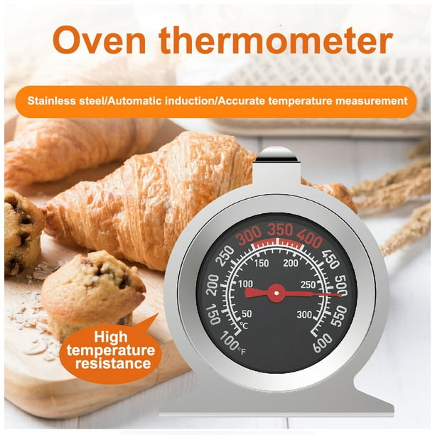 Termómetro para horno de cocina, termómetro de horno de acero inoxidable,  amplio rango de temperatura, termómetro de carne para cocina, barbacoa