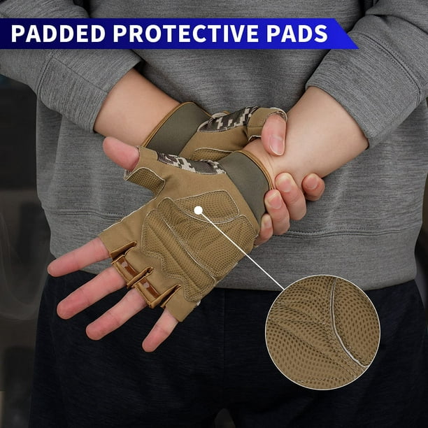 Guantes tácticos con protección de nudillos, guantes sin dedos para  equitación, ciclismo, motocicleta, guantes de conducción