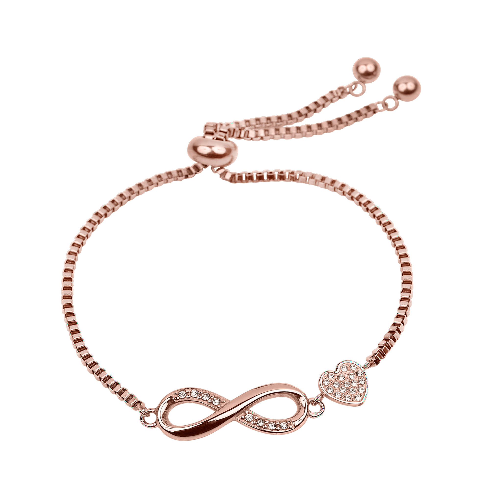 Pulsera mujer luckyly dijes corazón infinito acero inoxidable baño oro rosa 18k