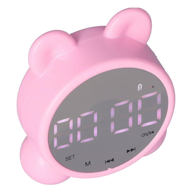  ALANAS Reloj despertador digital con doble alarma, espejo LED  reloj despertador para dormitorio para niños, brillo ajustable, repetición,  2 puertos USB para carga de teléfono celular, pantalla de 12/24 horas. 