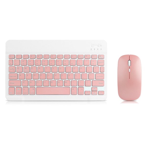 Conjunto de Teclado y Ratón Bluetooth de 2,4GHz para Tablet, de color Rosa,  10 pulgadas de Jinwen