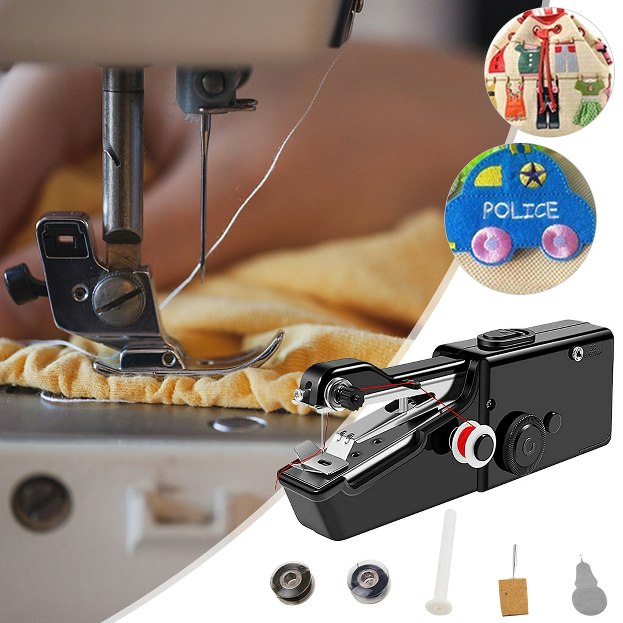  Máquina de coser de mano, mini máquina de coser para  principiantes y adultos, costura rápida, máquina de coser portátil con  suministros de costura adecuada para el hogar, viajes, bricolaje (blanco) 