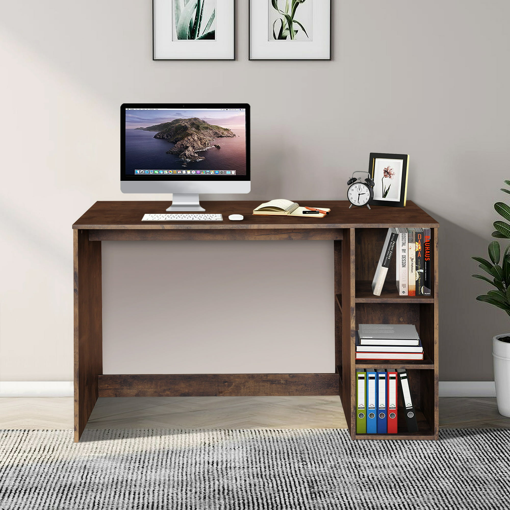  Escritorio pequeño para computadora, mesa de estudio para  oficina en casa, escritorio moderno en forma de I, escritorio de oficina  para laptop, mesa de trabajo resistente, mesa de computadora de madera