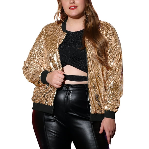 Chaquetas met licas de talla grande para mujer Chaqueta bomber con