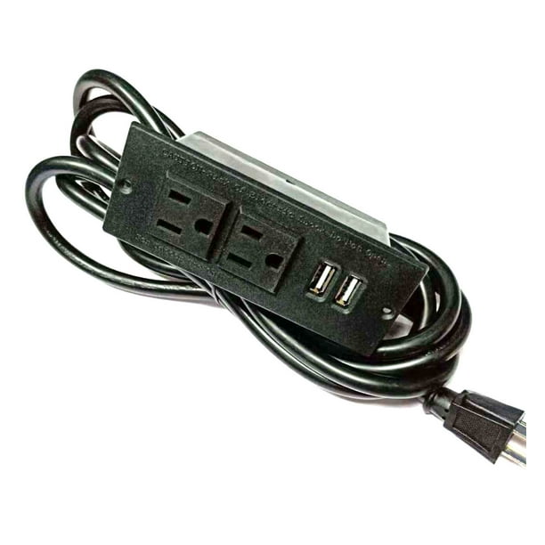 Regleta de alimentación negra 2 en 1 de escritorio con 12 salidas AC con 30  W 2 USB-C 2 USB-A interruptores individuales, enchufe de toma de corriente