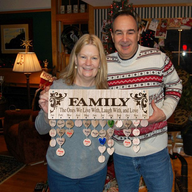 Regalos de Navidad para mamá, abuela de hija, calendario de madera para  colgar en la pared, placa de seguimiento de cumpleaños con etiqueta de 120