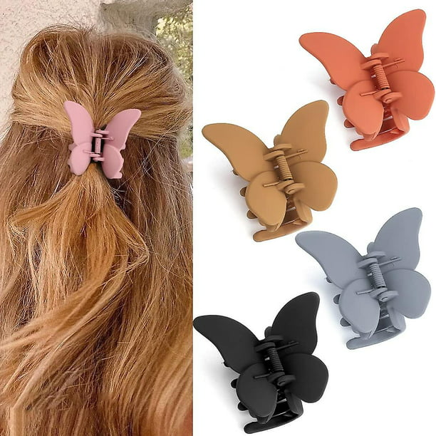 Pinzas de pelo de mariposa Taian para mujer pinzas de pelo para cabello  grueso pinzas de pelo mate pinzas de mariposa grande para mujer 4 Uds  pinzas