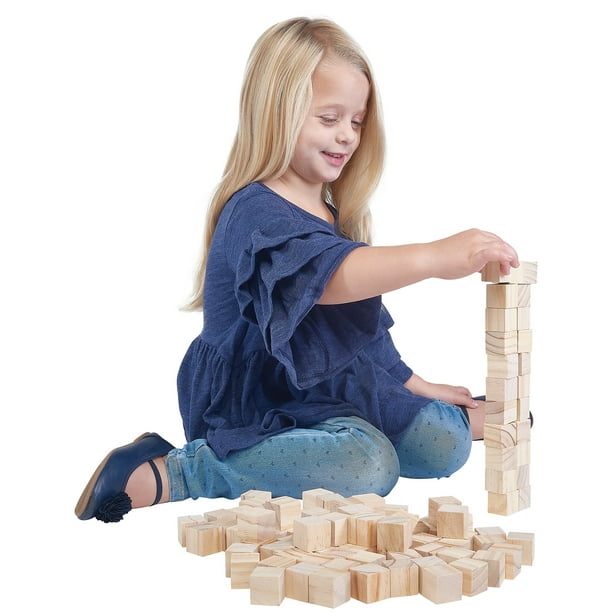 Cubos de madera, 50 bloques cuadrados de madera cúbica sin terminar para  contar matemáticas, manualidades, juego infantil, 0.8 x 0.8 x 0.8 pulgadas