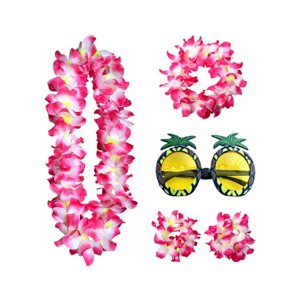 Conjunto de disfraz de hawaiano Tropical, conjunto de gafas con diadema  para la playa, accesorio para mujeres, decoraciones para , BLESIY falda  hawaiana