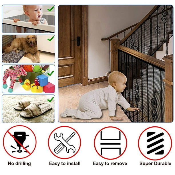 Red de seguridad para niños, malla de barandilla duradera para escaleras de  seguridad para niños, redes de balcón para niños, mascotas, juguetes (10