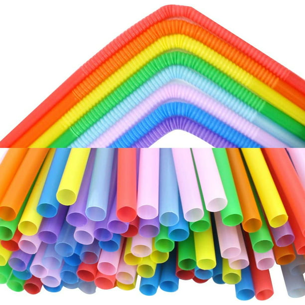 200 pajitas de plástico flexibles para beber, pajitas de lujo desechables  coloridas extralargas para fiestas Zhivalor Popotes, Manteles y Palillos