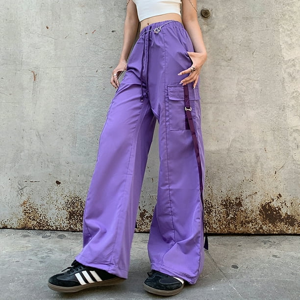 SDCVRE Pantalones de chándal de Mujer Pantalones de Pierna Ancha Mujeres  Harajuku Púrpura Chic Calle Principal Básico Longitud Completa Adolescentes  Pantalón Casual Popular Todo-Fósforo Pantalón de : : Moda