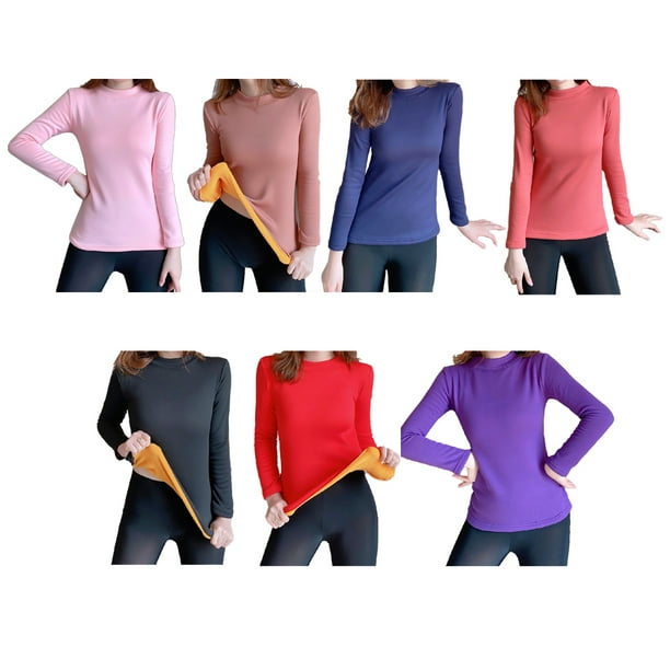 Camisetas térmicas de capa base para mujer, paquete de 2, camiseta de  confort debajo de la bata para mujer