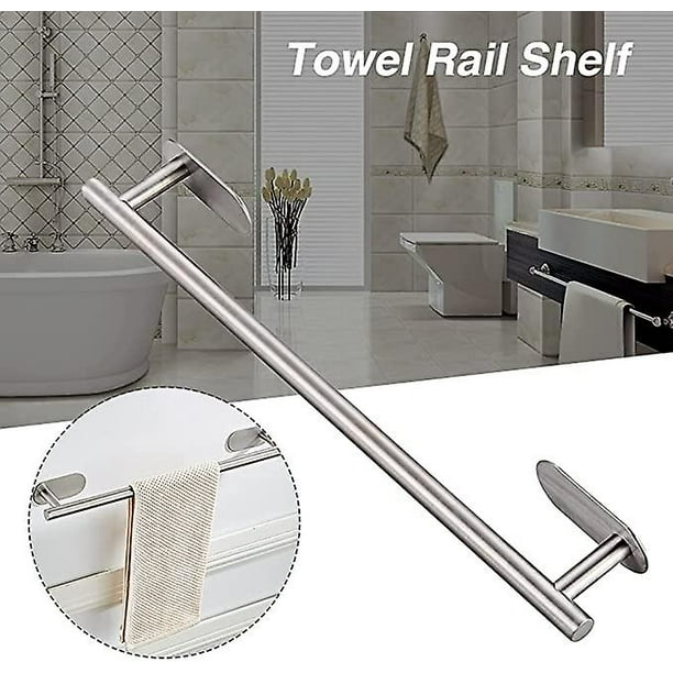 Toallero de acero inoxidable, soporte para toallas de mano autoadhesivo,  montado en la pared, acabado cepillado, toallero, sin taladro, colgador de  toallas para baño