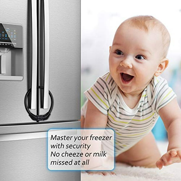  Cerradura para nevera, paquete de 2 cerraduras para  refrigerador con llaves, cerradura de congelador y cerradura de gabinete de  seguridad para niños (cerradura de nevera, negro) : Bebés