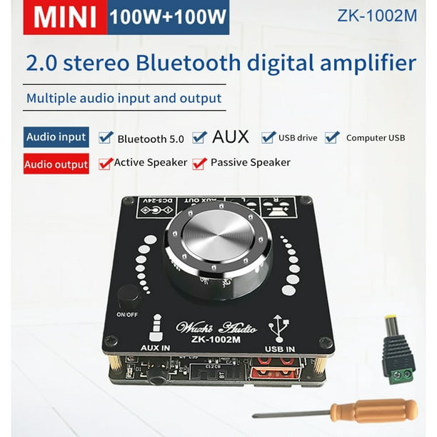 Mini amplificador digital estéreo para el hogar Bluetooth 5.0 HiFi 2.0  canales 100W