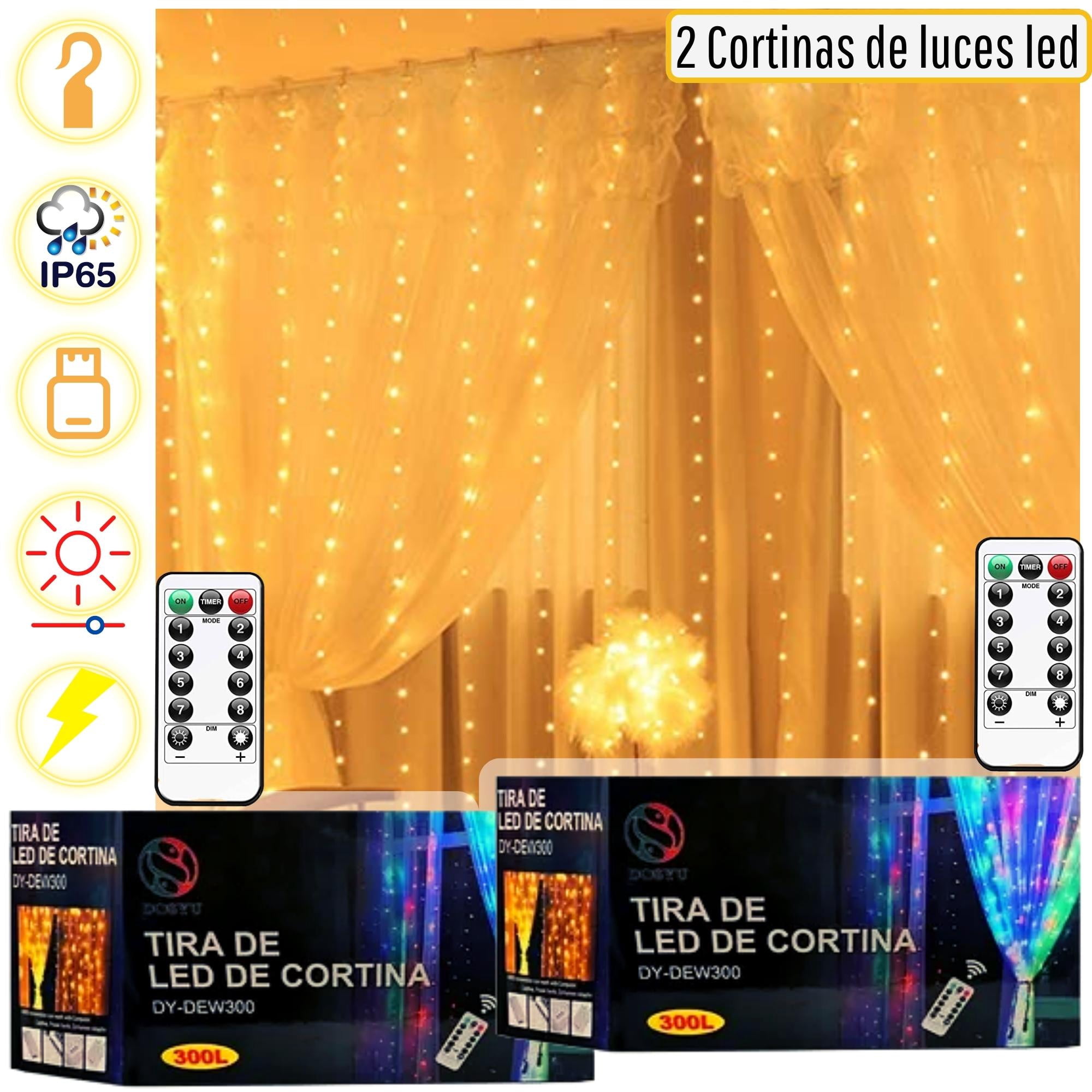 Luces Led Cortina Multicolor Serie 3x3 Con Control 8 Modos
