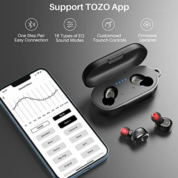 Auriculares inalámbricos TOZO T10S 2022 Bluetooth 5.2 con cancelación de  ruido para deporte y resist TOZO