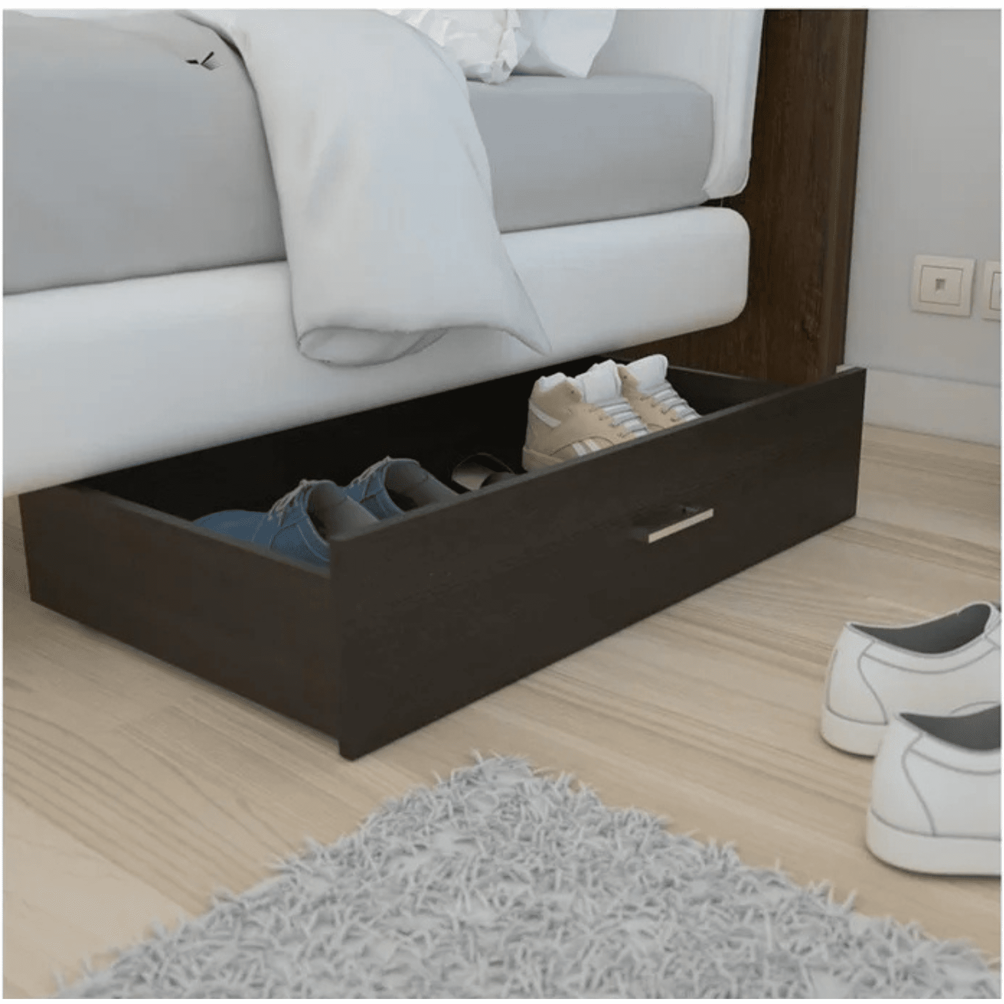 Cajonera para cama con ruedas organizadora bajo cama color chocolate | excelsior