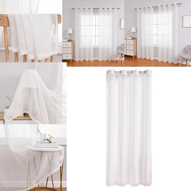Cortinas transparentes de gasa con rayas blancas, cortinas transparentes,  cortinas de filtrado suaves/transpirables/luz, cortinas de salón dormitorio